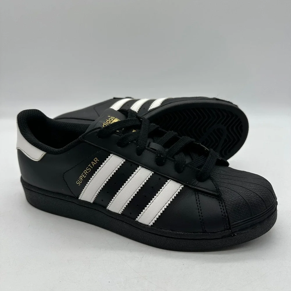 Adidas B23642 Mens Size 7 BLK/White/Gold Superstar J Core Black Shell Toe Shoes
